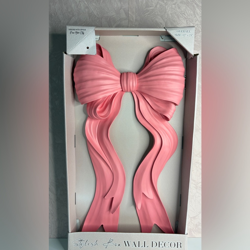 Viral HTF Large Pink Resin Decorative Bow Wall Art 12 x 24 inches - Picture 2 of 3